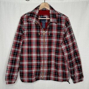 Vintage Catalina Plaid‎ Jacket Womens Med 8/10 Red Blue Windbreaker Zip Preppy